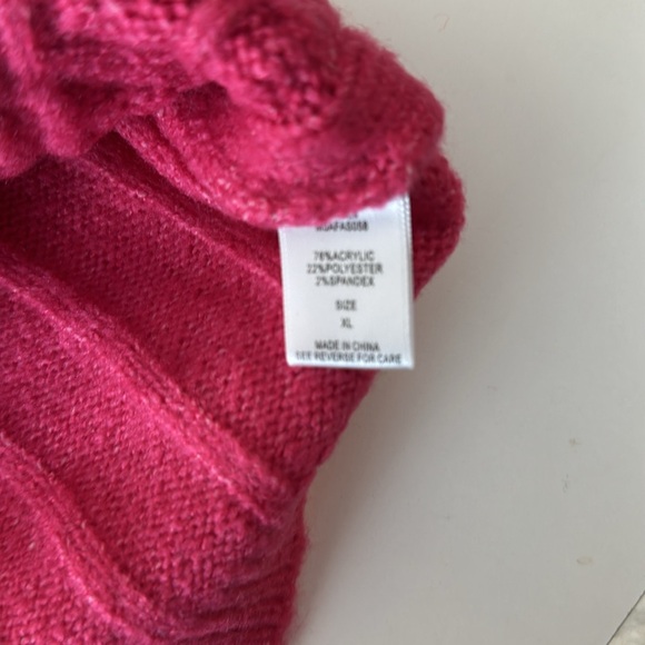 Hot Pink Cable Knit Sweater Balloon Sleeves - Picture 11 of 11